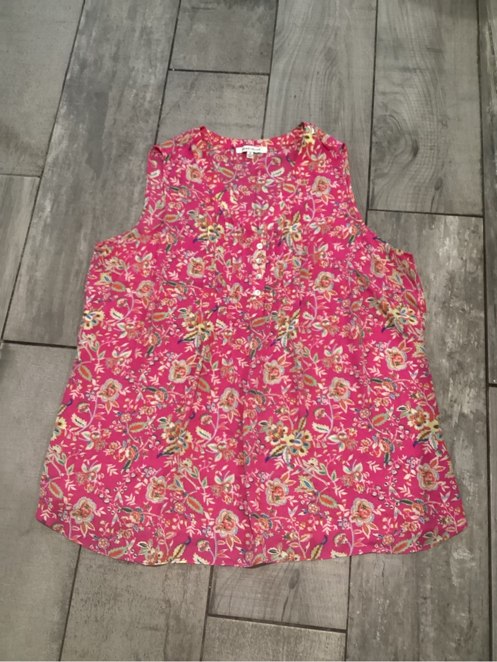 Rose & Olive Floral Sleeveless Camisole - Bright Pink Size 1X #f2